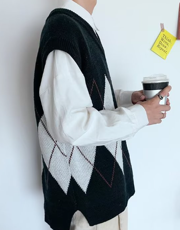 Knit Vest for Students, Trendy V-Neck Sweater Top