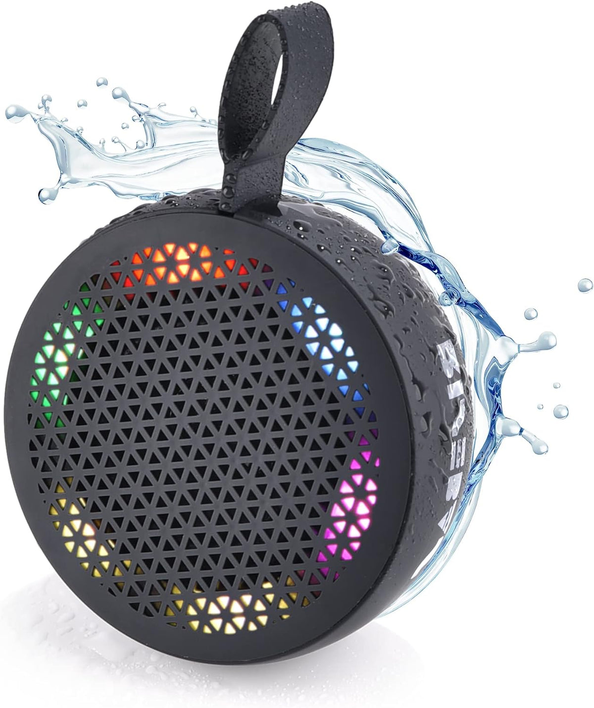 RISEBASS Waterproof Bluetooth Shower Speaker with LED Light & Hands-Free