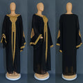 Gold Kaftan Dress Set with Scarf