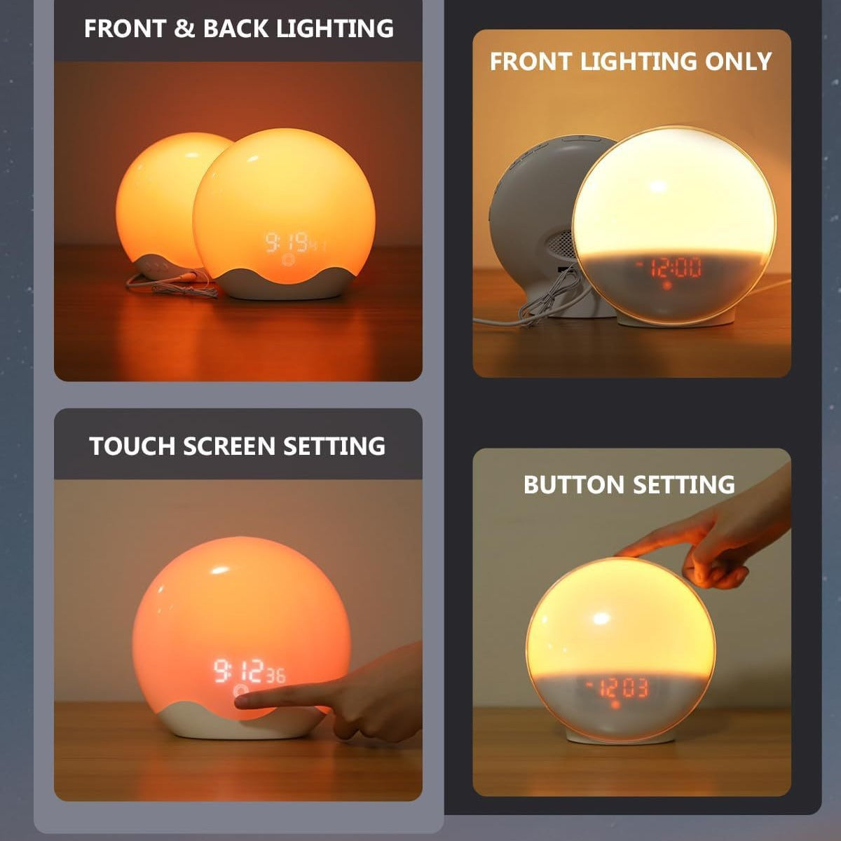 New Double-Sided LED Sunrise Alarm Clock with Colors
