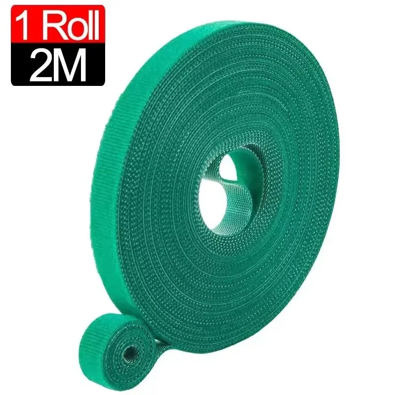 Self Adhesive Plant Nylon Cable Tie Green Adjustable Plants Hook Loop Support Garden Twine Bandage Reusable Fastener Tape Strips