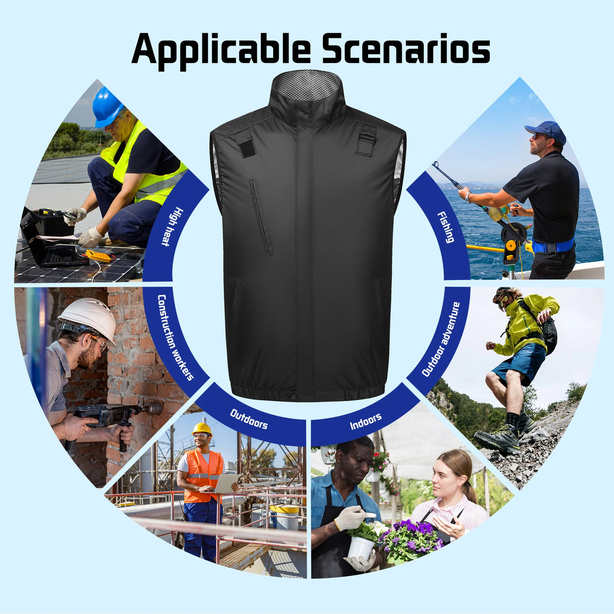 Cool Fan Vest Wearable Cooling Clothes Air-conditioned Clothes Cooling For High Temperature Work Hiking Fishing Running Vest