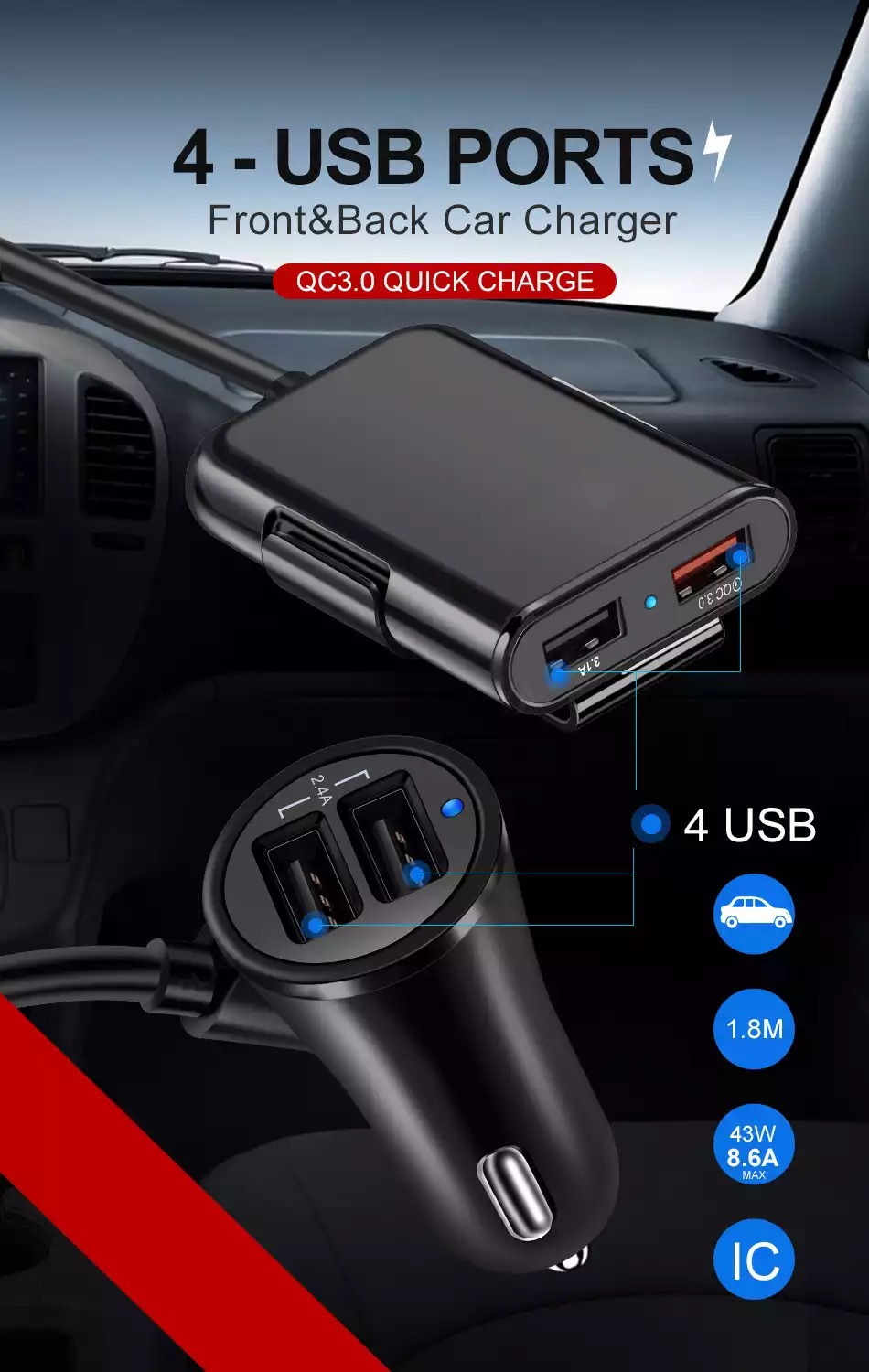 Dual USB Fast Car Charger