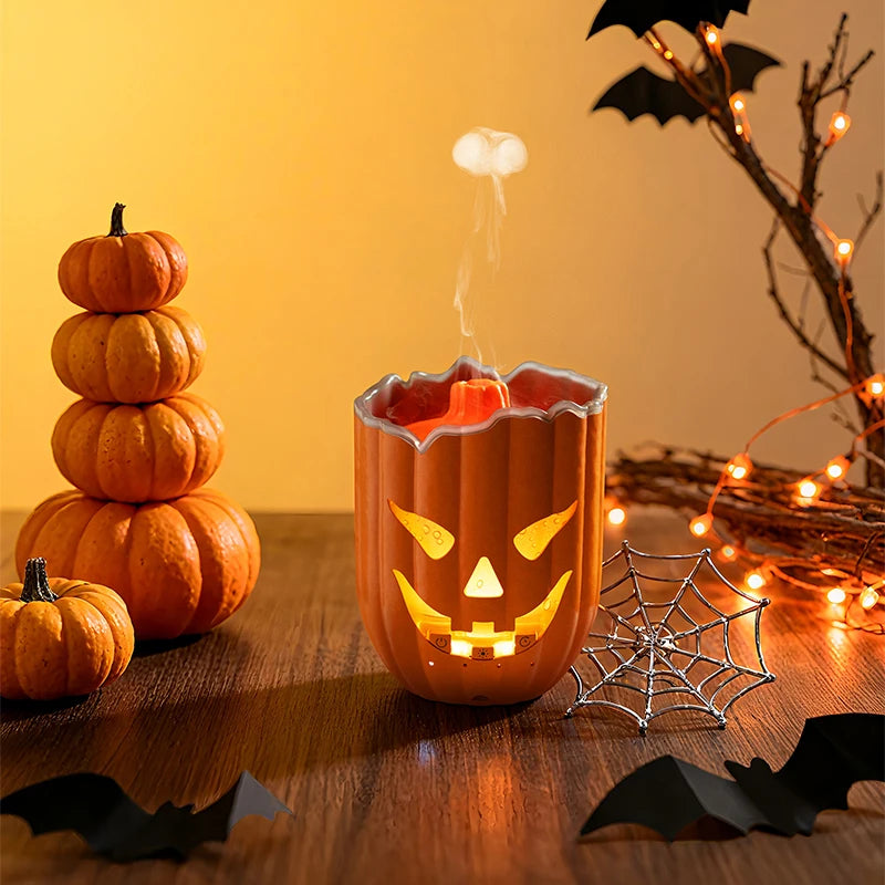 Halloween Pumpkin Humidifier Creative Jellyfish Mist Aroma Essential Oil Diffuser with Remote Control 7 Color LED Night Light