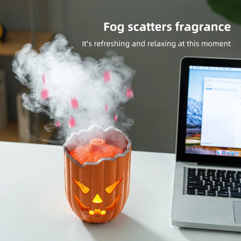 Halloween Pumpkin Humidifier Creative Jellyfish Mist Aroma Essential Oil Diffuser with Remote Control 7 Color LED Night Light