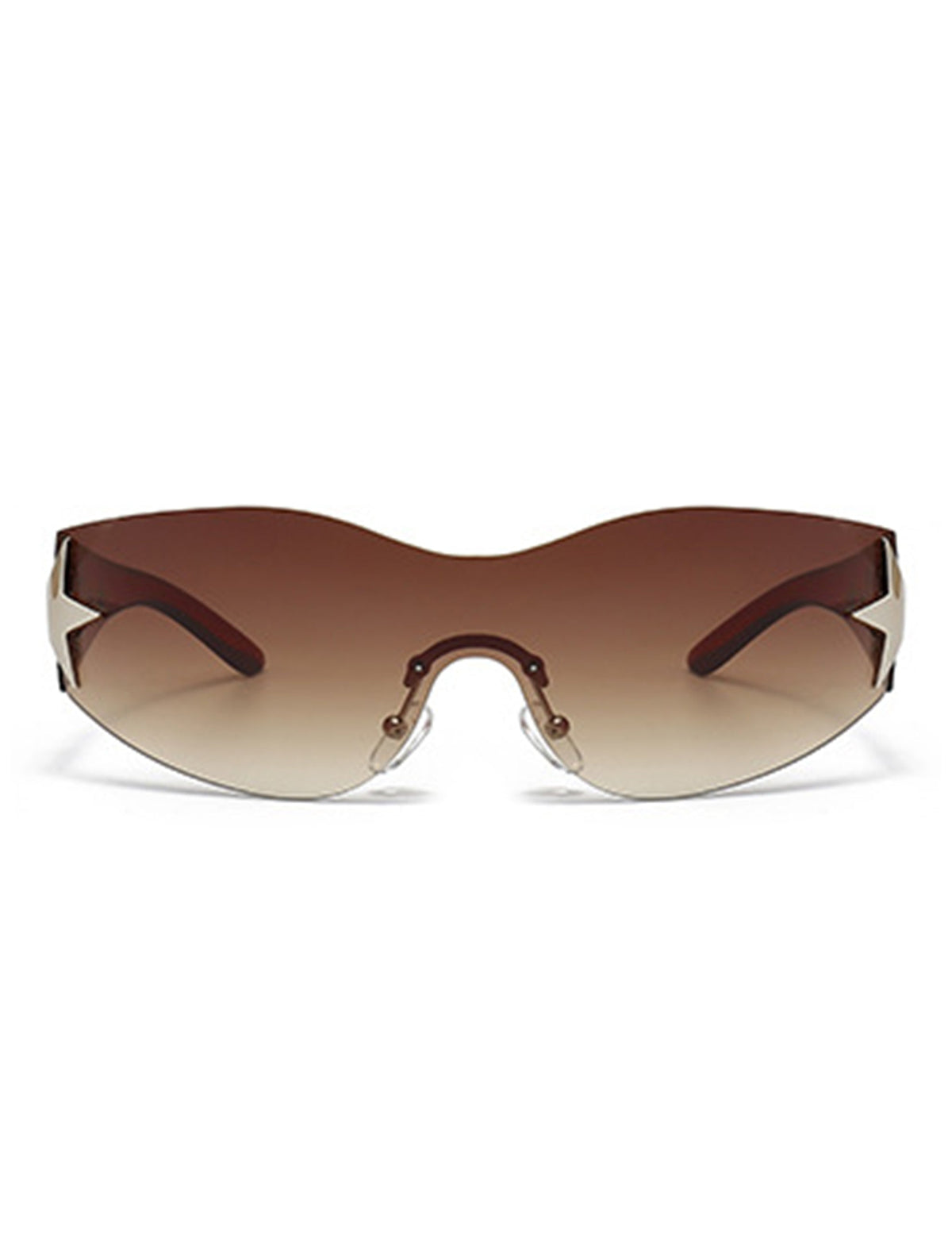 Vyrin - Star Designed Rimless Sleek Wraparound Shield Sunglasses