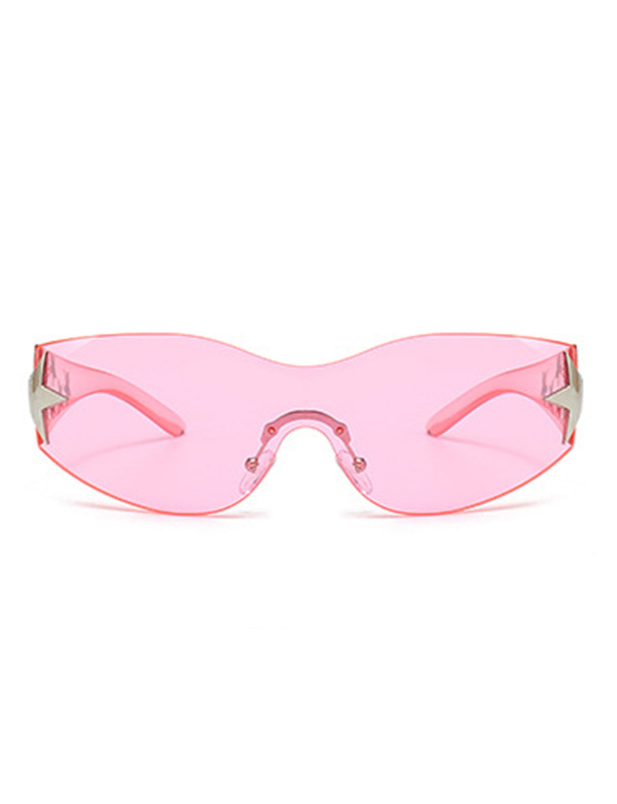 Vyrin - Star Designed Rimless Sleek Wraparound Shield Sunglasses