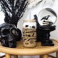 16oz Leopard Skull Halloween Glass Cup with Bamboo Lid & Straw