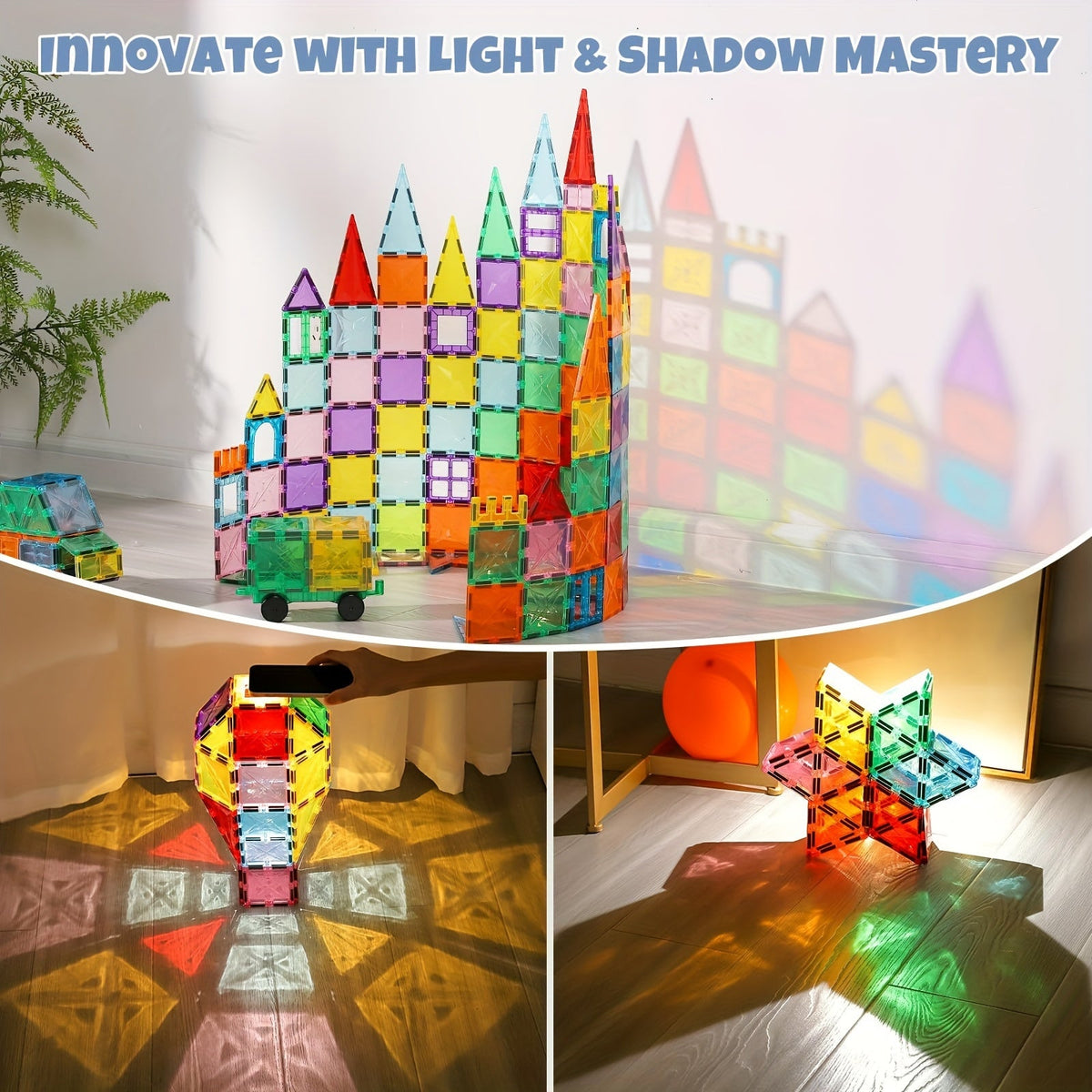 Diamond Magnetic Building Tiles & 2 Cars Set-4