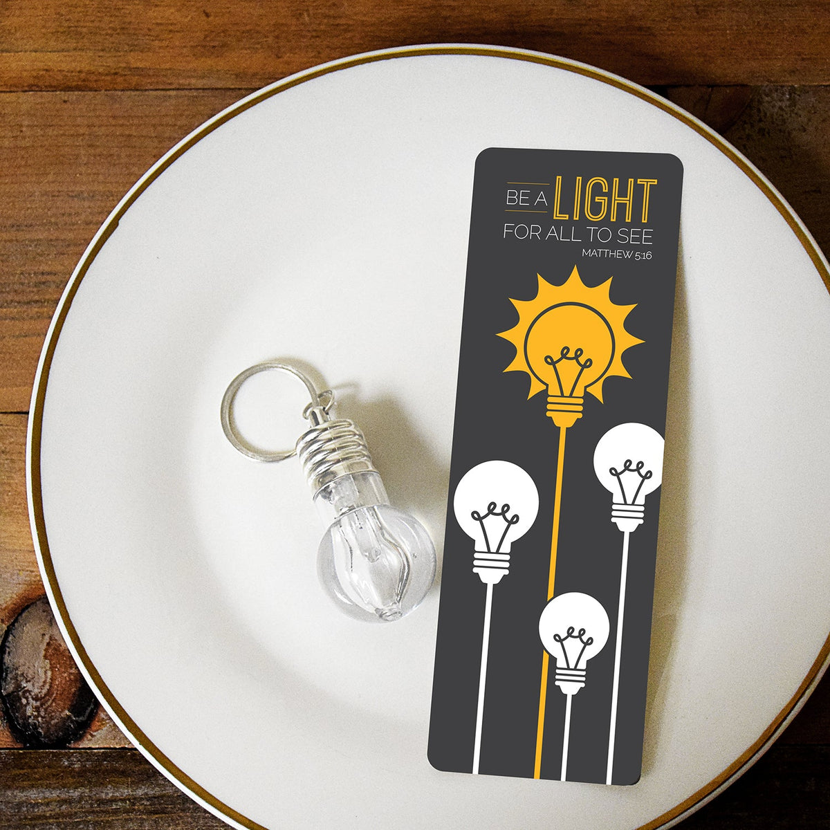 Be A light for all to see - Lightbulb Key Chain and Bookmark Set