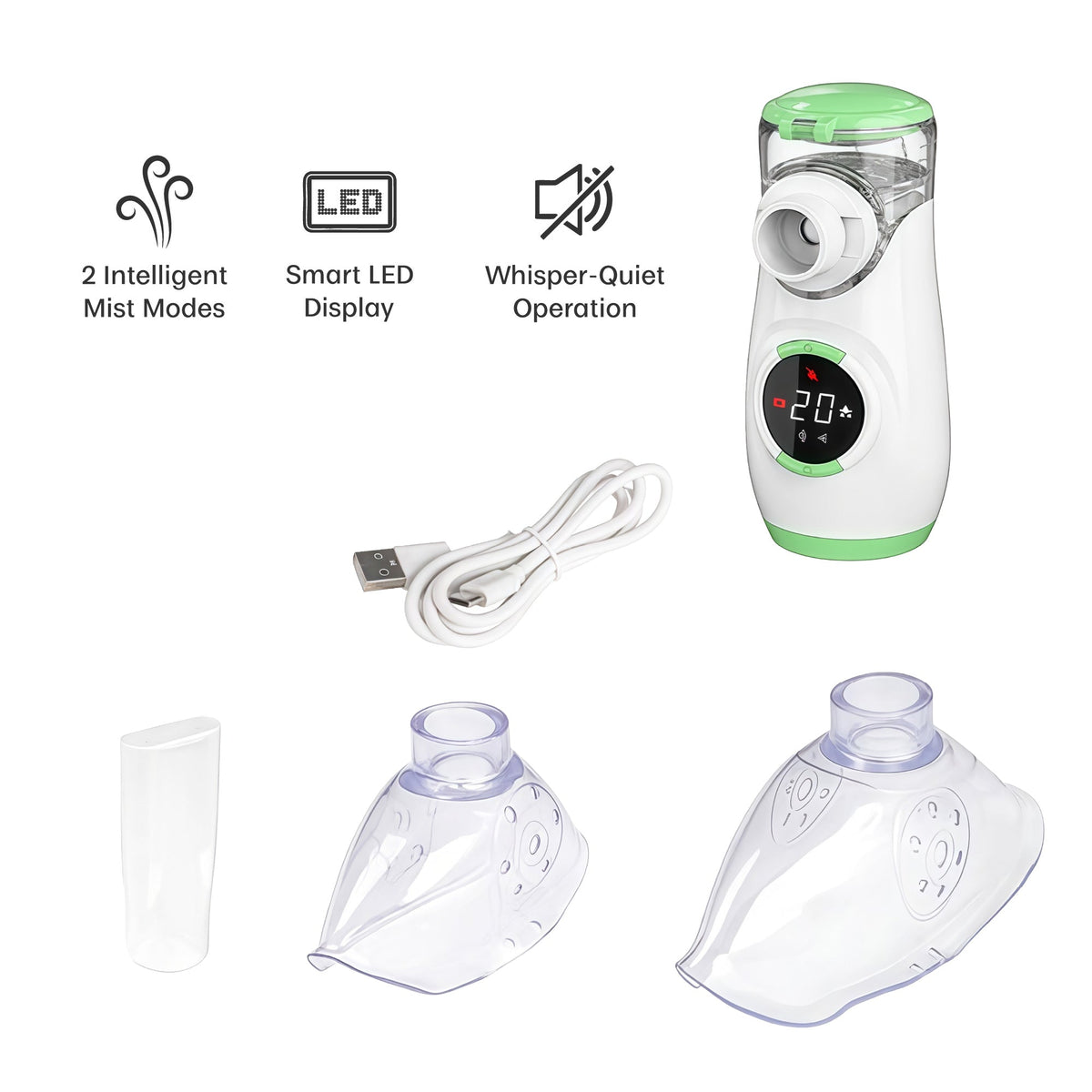 Pursonic Portable Ultrafine Mesh Nebulizer | USB-C Rechargeable, Micro-Mesh Atomization, Adjustable Mist Modes & Auto-Cleaning Function
