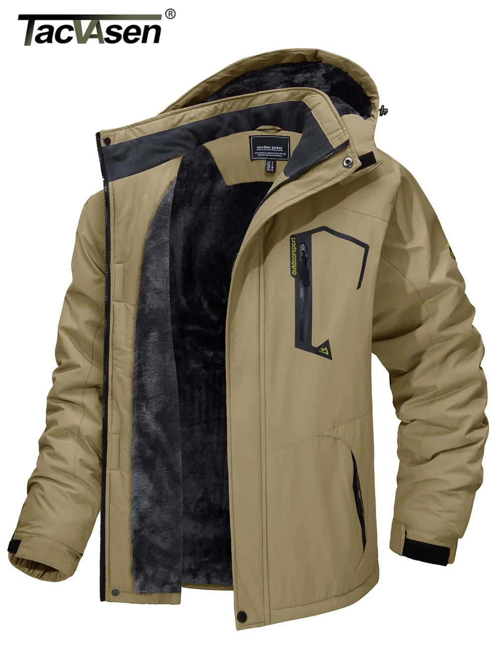 Men's Waterproof Winter Ski Jacket - Fleece-Lined Hooded Snow Coat