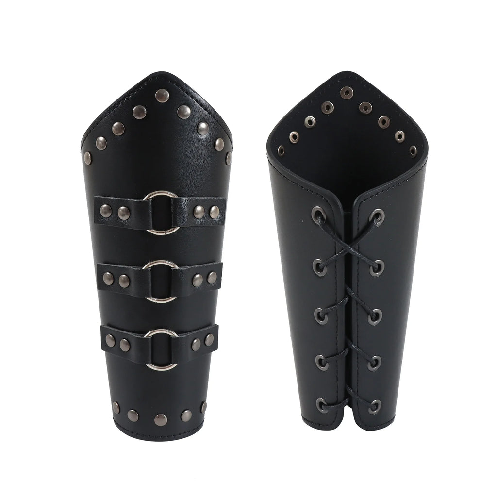 Medieval PU Leather Belt Bracers Waist Pouch Set Viking Knight Pirate