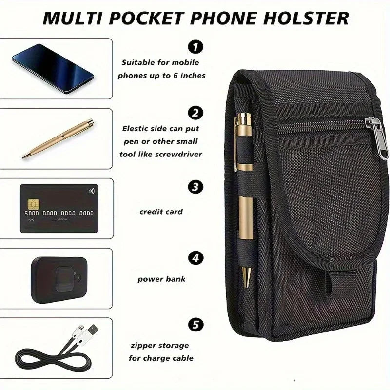 Phone Belt Pouch - 6.3 Inch Oxford Cell Phone Bag with Belt Loop