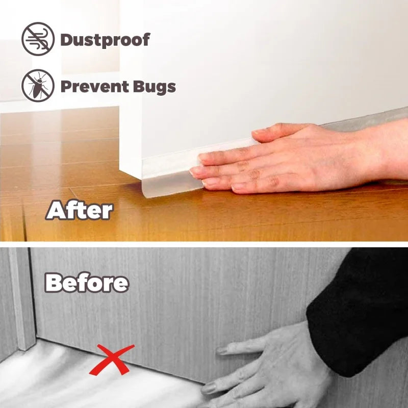 Silicone Draft Seal Tape - Transparent 35mm x 5M Self-Adhesive Door & Window Weather Stripping