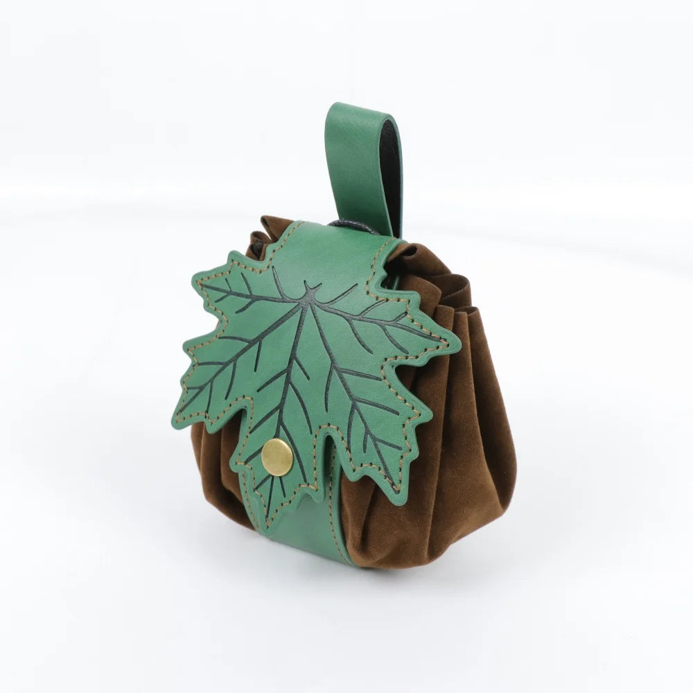 PU Leather Leaf Waist Bag for Women, Medieval Renaissance Belt Pouch,