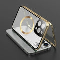 360° Full Protection Magnetic Glass Case - Double-Sided Snap Cover for iPhone 13 to 18 Pro Max