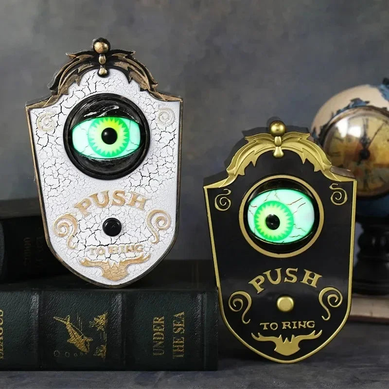 Halloween Scary One Eyed Doorbell with Sound and Light Up Eyeball Halloween Haunted House Prop Party Decoration Spooky Accessory