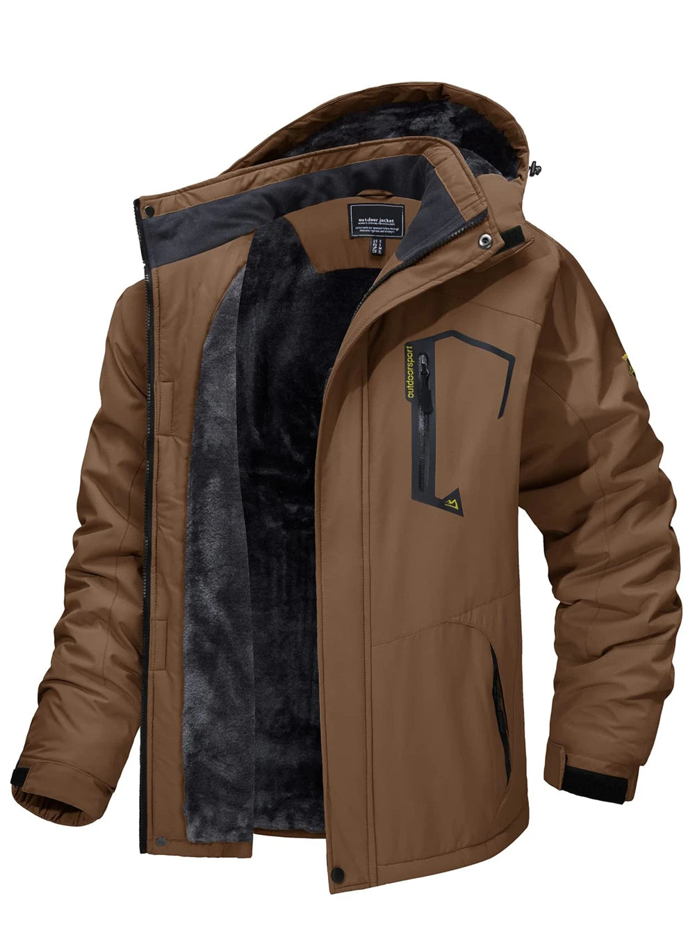 Men's Waterproof Winter Ski Jacket - Fleece-Lined Hooded Snow Coat