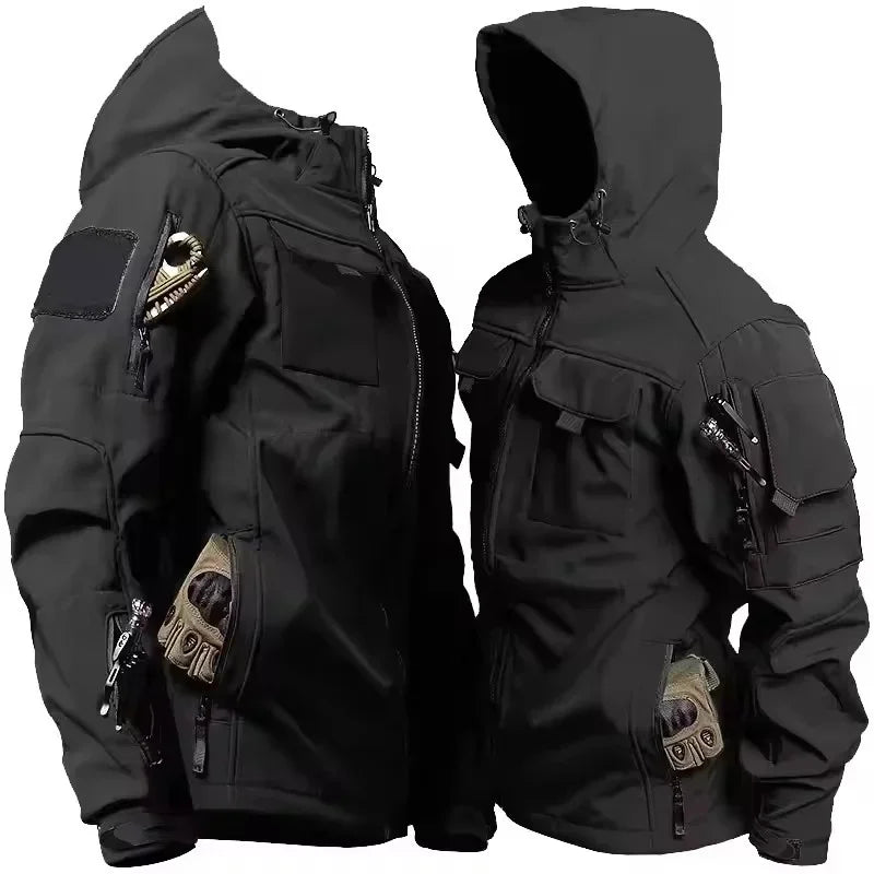 Men's Tactical Soft Shell Jacket - Waterproof Windproof Hooded Military Jacket