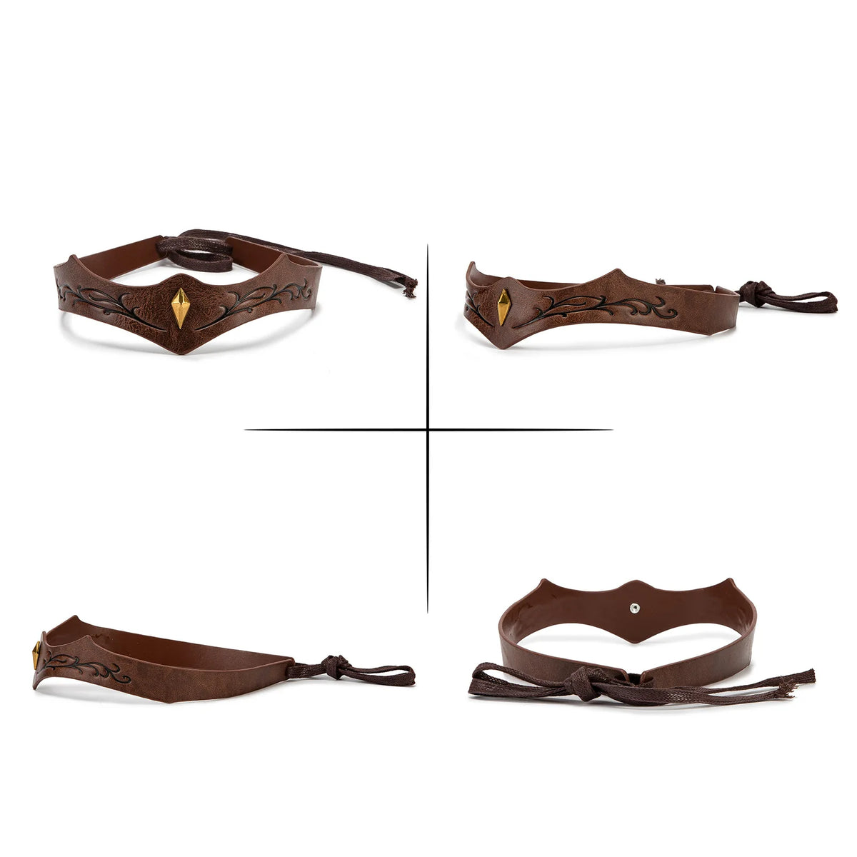 Vintage Medieval Renaissance Crown Adjustable PU Leather Headband