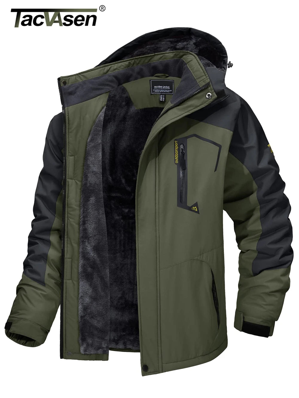 Men's Waterproof Winter Ski Jacket - Fleece-Lined Hooded Snow Coat