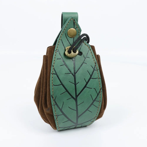 PU Leather Leaf Waist Bag for Women, Medieval Renaissance Belt Pouch,