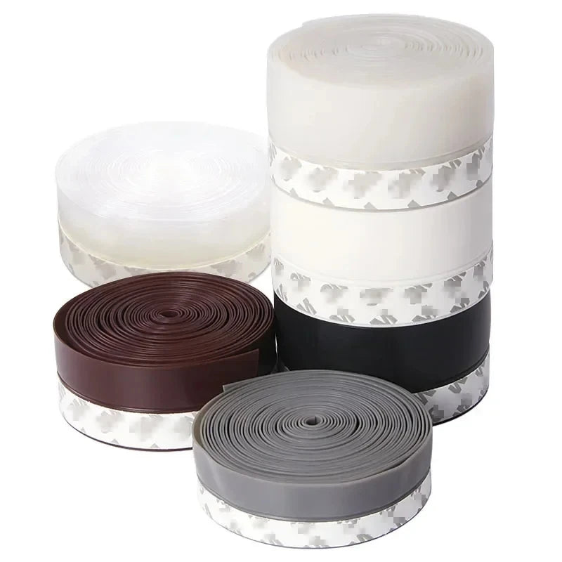 Silicone Draft Seal Tape - Transparent 35mm x 5M Self-Adhesive Door & Window Weather Stripping