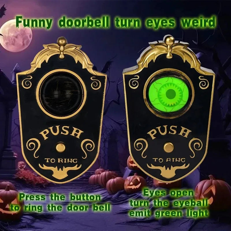 Halloween Scary One Eyed Doorbell with Sound and Light Up Eyeball Halloween Haunted House Prop Party Decoration Spooky Accessory
