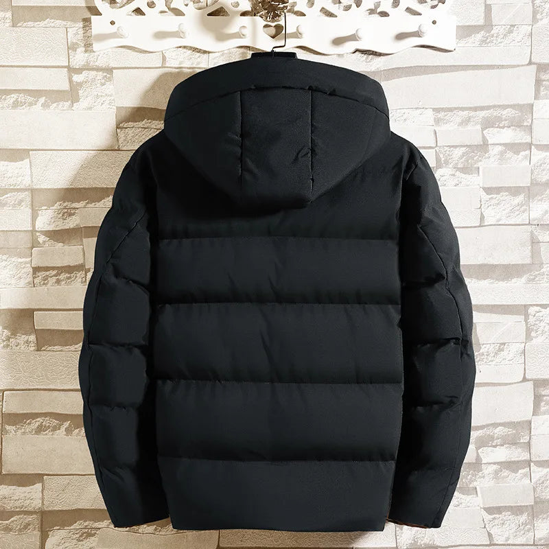 Men's Hooded Puffer Jacket - Short Quilted Winter Coat