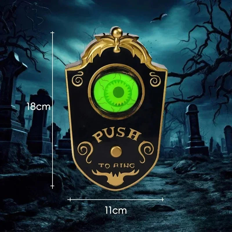Halloween Scary One Eyed Doorbell with Sound and Light Up Eyeball Halloween Haunted House Prop Party Decoration Spooky Accessory