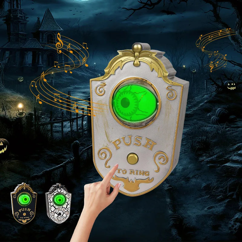 Halloween Scary One Eyed Doorbell with Sound and Light Up Eyeball Halloween Haunted House Prop Party Decoration Spooky Accessory