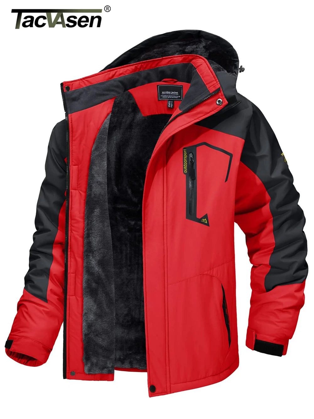 Men's Waterproof Winter Ski Jacket - Fleece-Lined Hooded Snow Coat