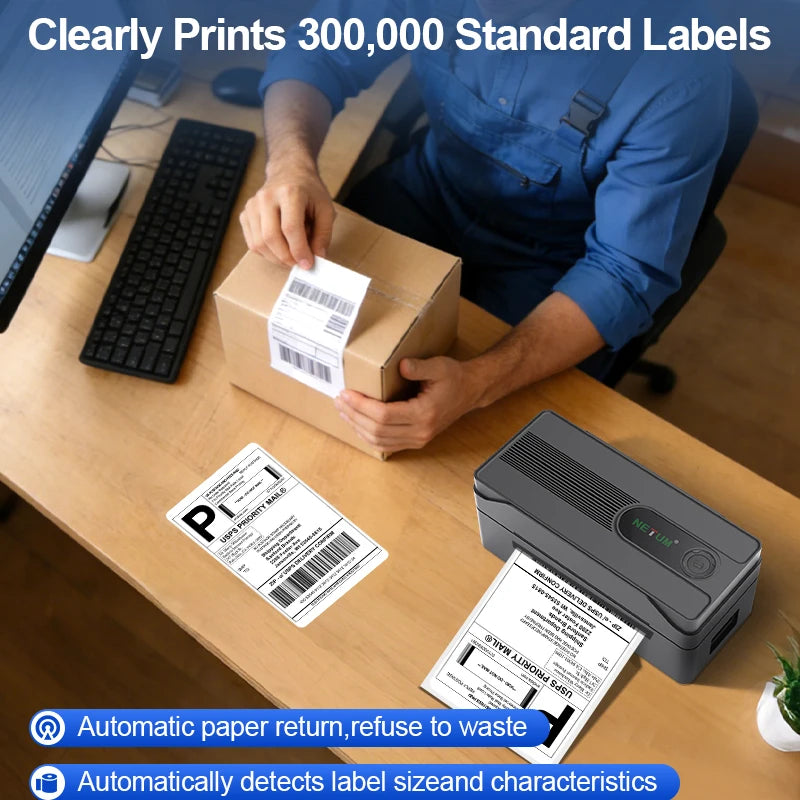 NETUM M90 4x6 Shipping Label Printer - Bluetooth & USB Thermal Label Printer, US Plug