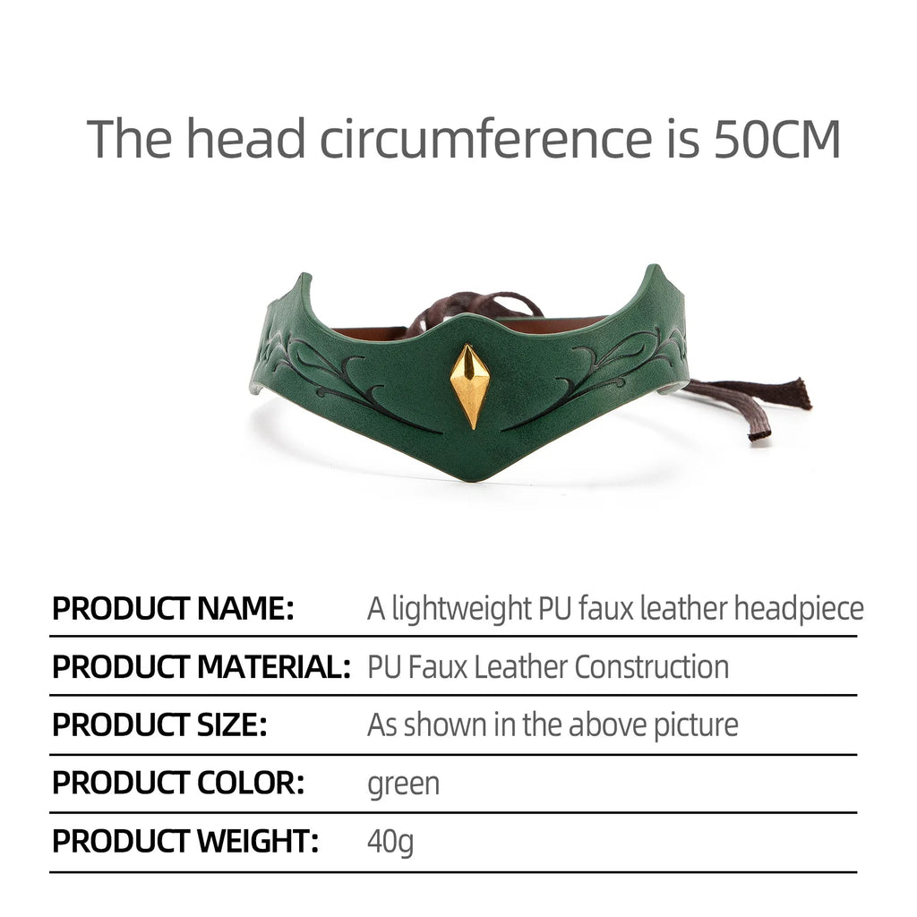 Vintage Medieval Renaissance Crown Adjustable PU Leather Headband