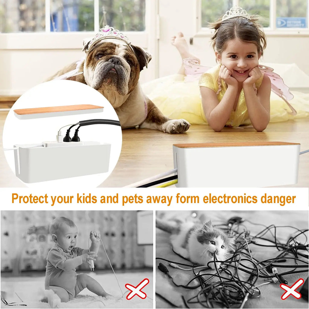 Cable Management Box, Cable Management Kit for Power Strip to Hide Wires, Cord Organizer Boxes, for Home and Office