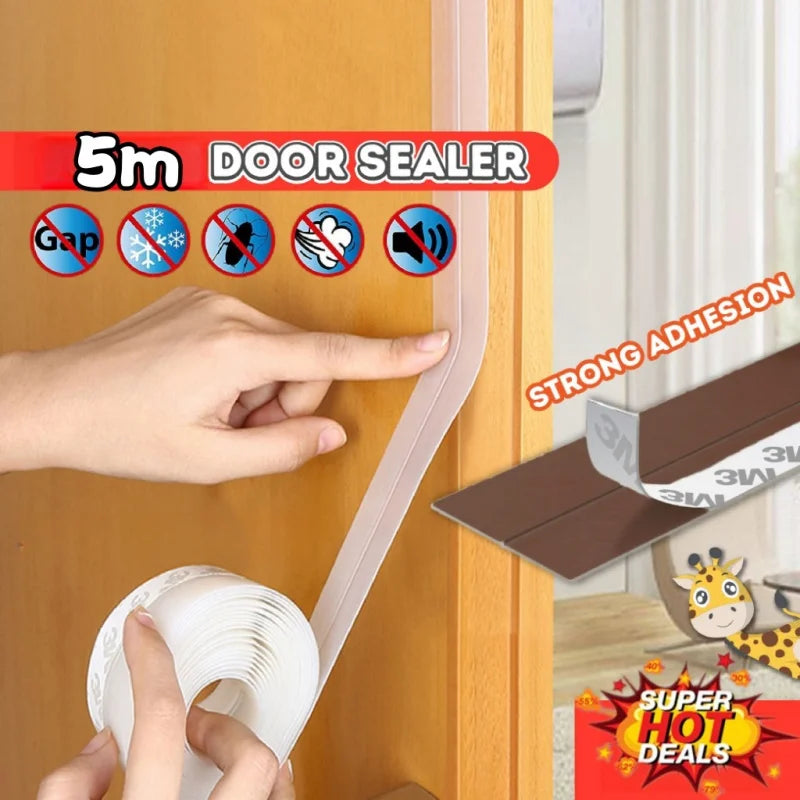 Silicone Draft Seal Tape - Transparent 35mm x 5M Self-Adhesive Door & Window Weather Stripping