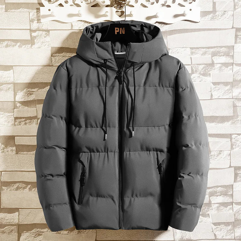 Men's Hooded Puffer Jacket - Short Quilted Winter Coat