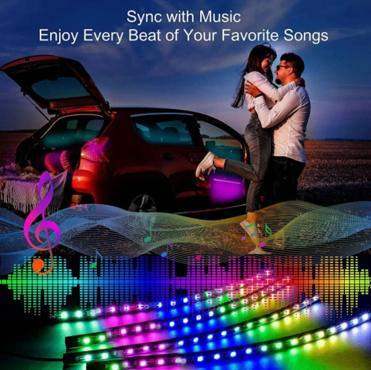 4-in-1 LED Car Footwell Lights - App Control Interior Ambient Light Kit
