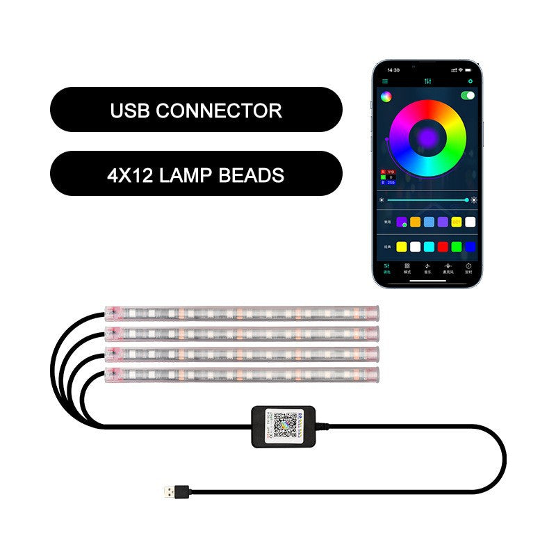 4-in-1 LED Car Footwell Lights - App Control Interior Ambient Light Kit