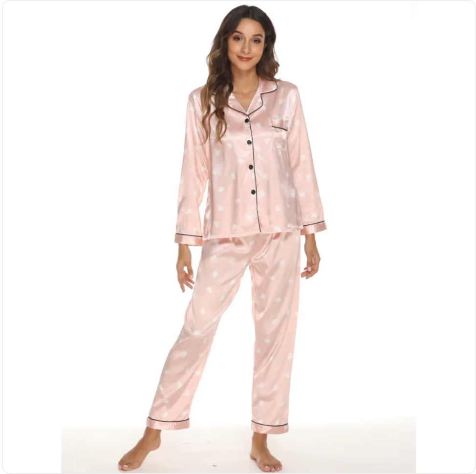 Women's Stretch Satin Two-Piece Pajama Set