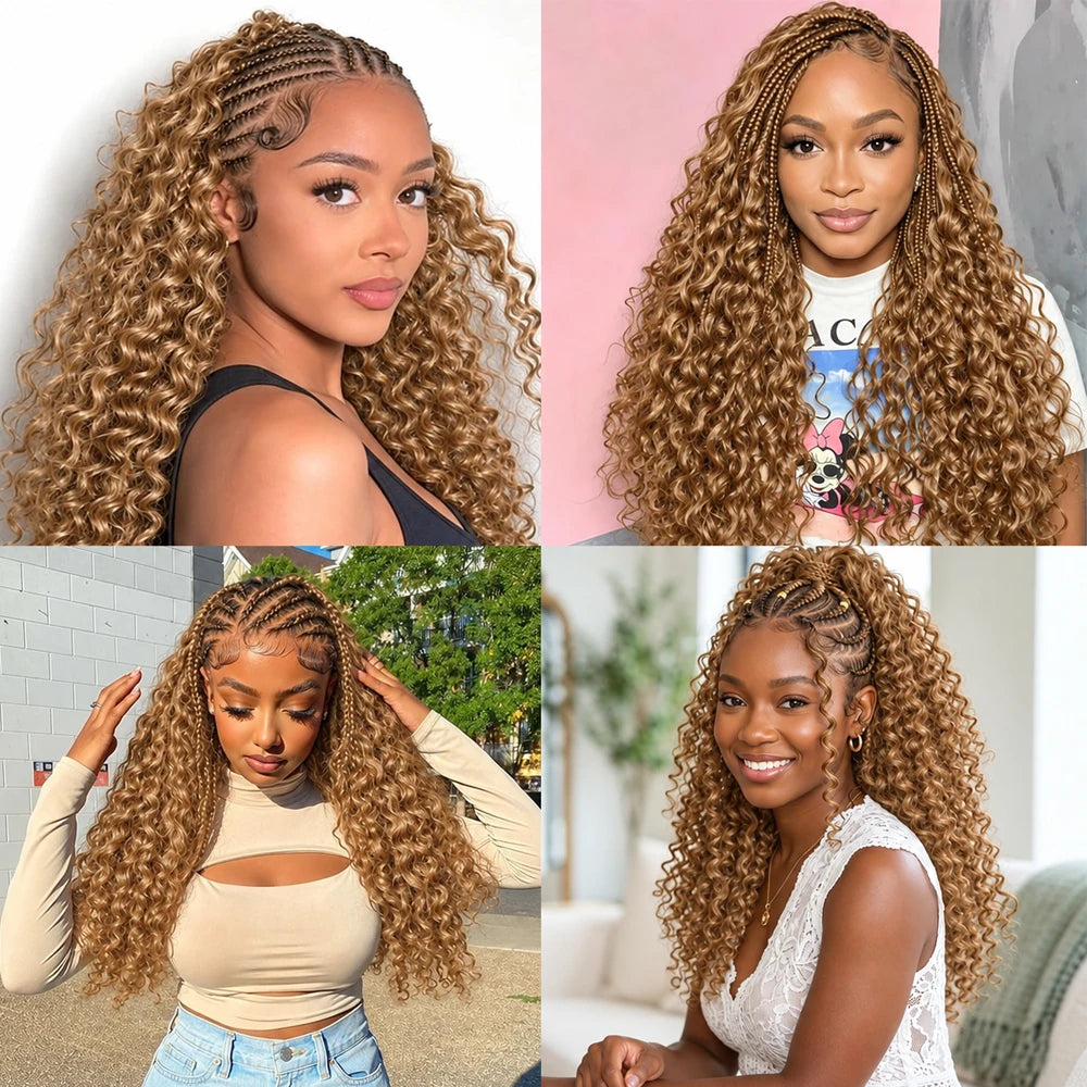 Deep Wave Crochet Hair #27 Color Human Extensions Feather Miracle