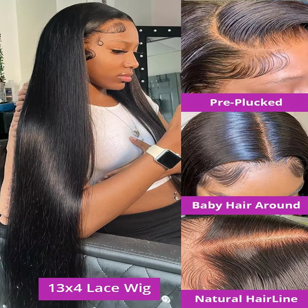 34Inch 13X6 Wear And Go Glueless Straight Wig Pre-Cut Lace Preplucked