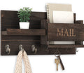 Lwenki Wall-Mount Mail Organizer & Key Holder with Shelf, Rustic Wood (Brown)