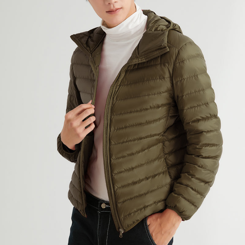 Men's 90% Down Lightweight Hooded Winter Jacket