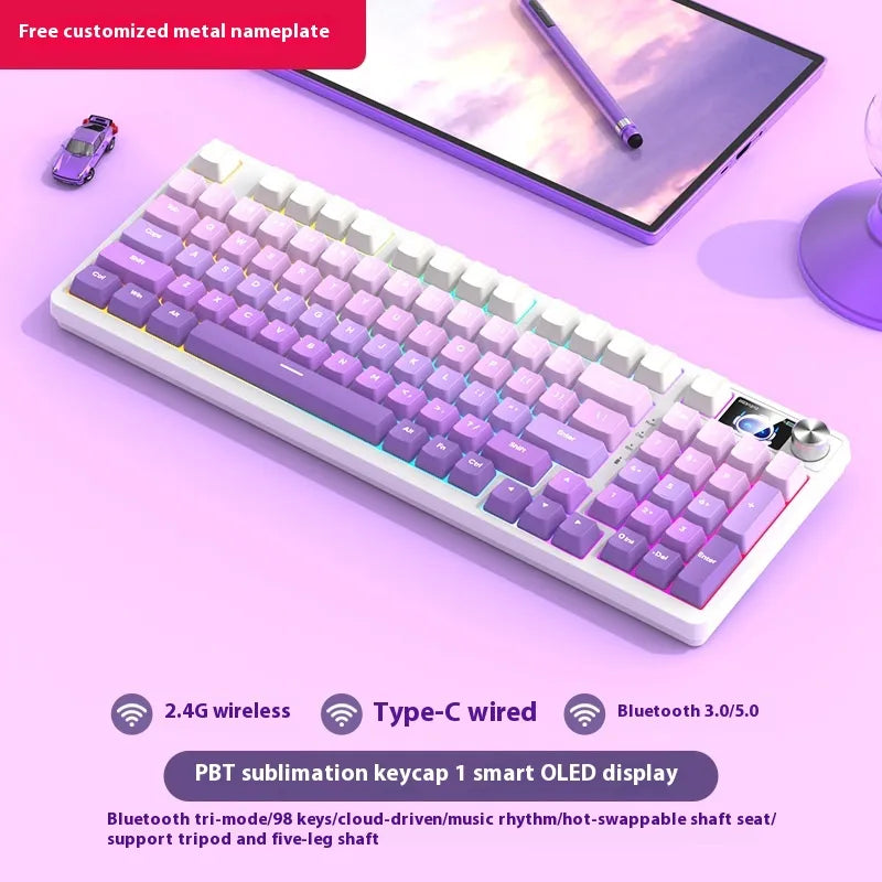 98-Key Wireless Bluetooth Mechanical Keyboard, Three-Mode