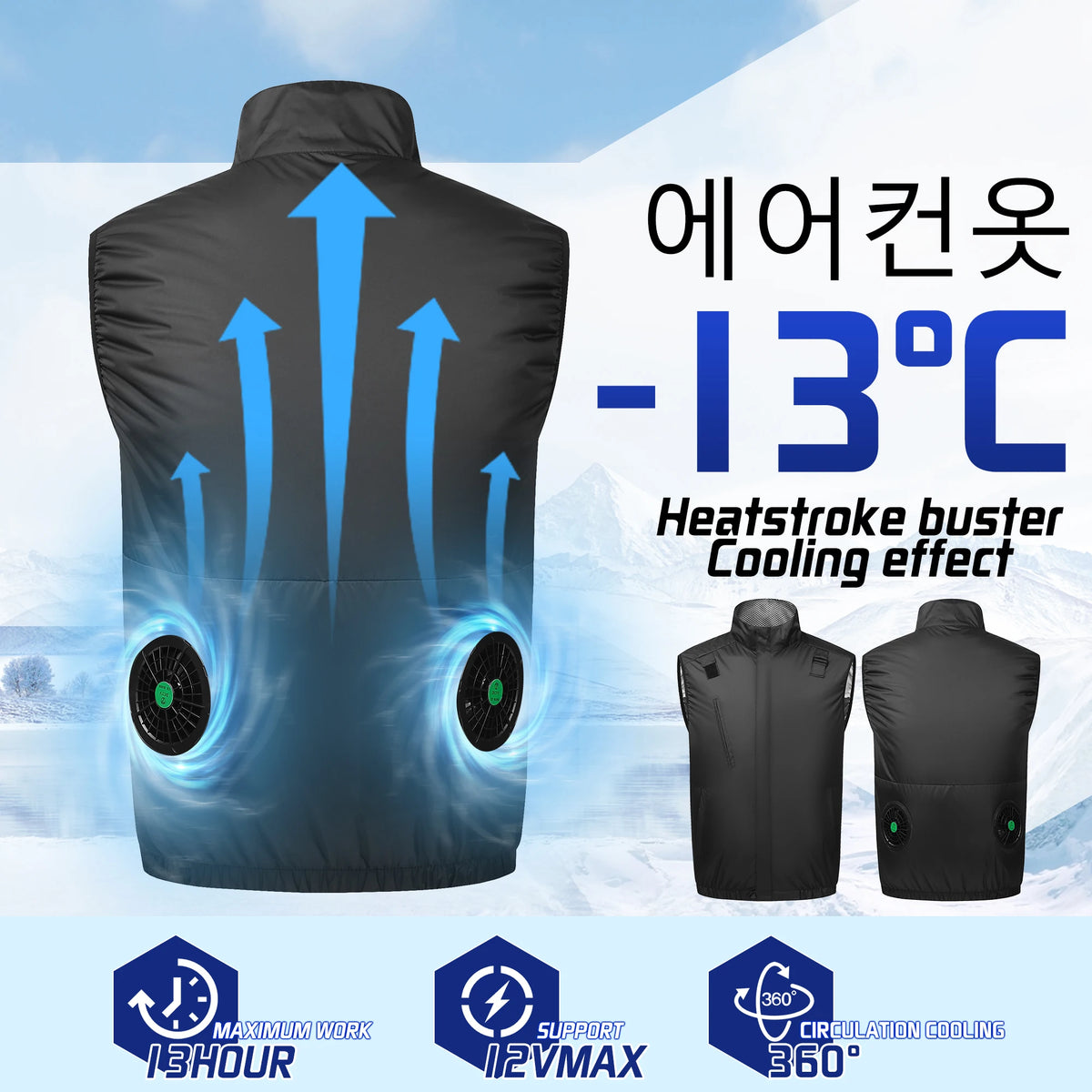 Cool Fan Vest Wearable Cooling Clothes Air-conditioned Clothes Cooling For High Temperature Work Hiking Fishing Running Vest