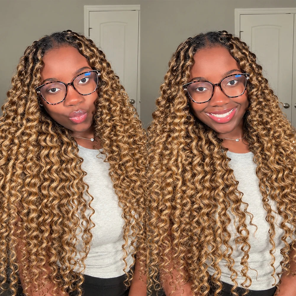 Deep Wave Crochet Hair #27 Color Human Extensions Feather Miracle