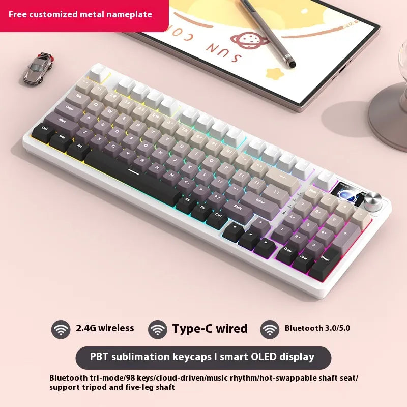 98-Key Wireless Bluetooth Mechanical Keyboard, Three-Mode
