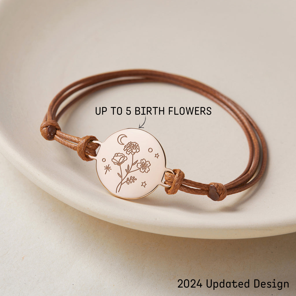Combined Birth Month Flower Bracelet, Birthflower Gift,Mother Bracelet